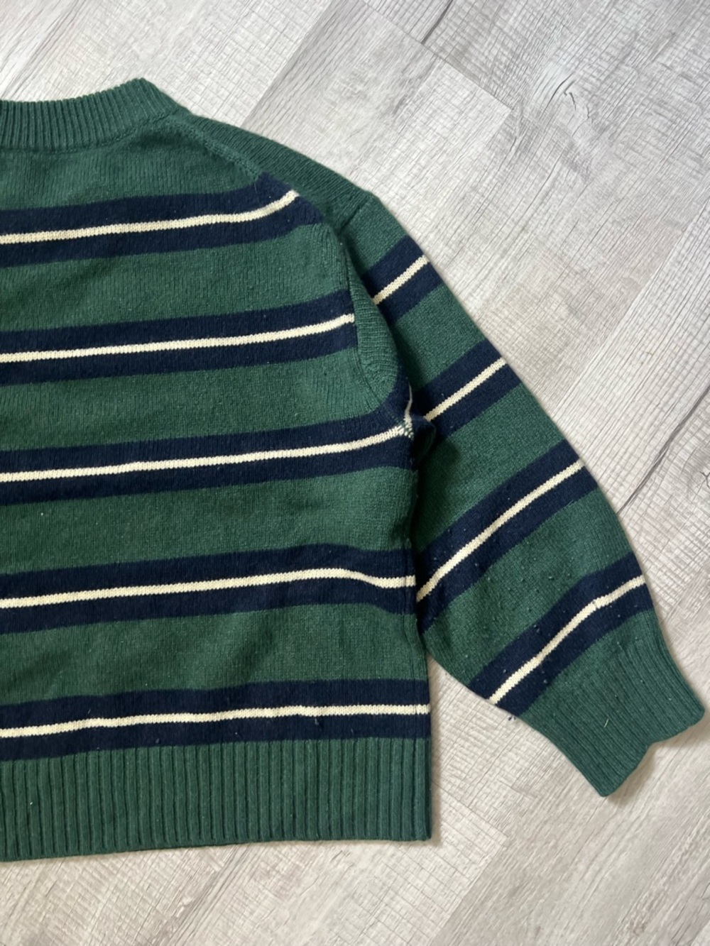 REFORMATION Cove Cashmere Oversized Crew Dark Pine Multi Stripe Green Sweater XS - Picture 13 of 16